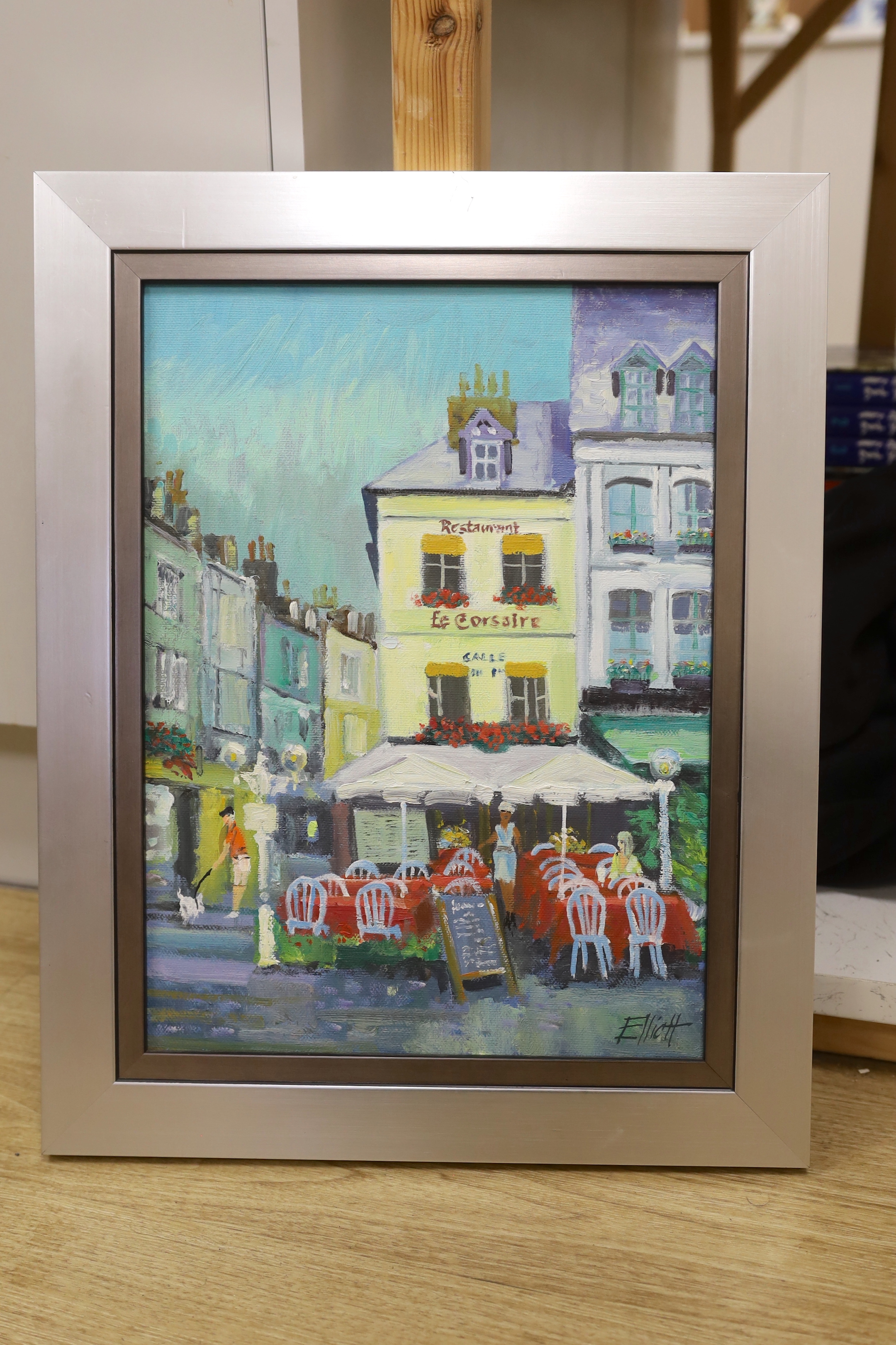 Robin Alexander Elliott (b.1936), oil on canvas, ‘Place St. Catherine, Honfleur, France’, signed, inscribed verso, 39 x 29cm